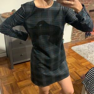 Badgley Mischka Tartan Long Sleeved Dress